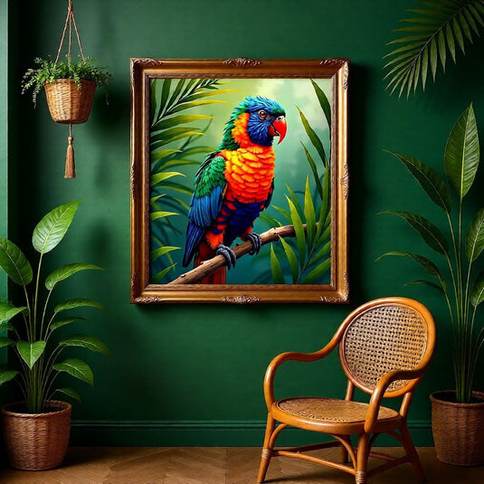 Exotic Bird Poster Printable, Rainbow Lorikeet Parrot Jungle Artwork Tropical Decor A4 Download
