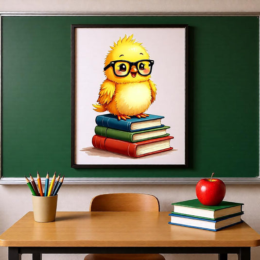Reading Corner Decor Poster Printable, Chick Glasses Books Classroom Nursery A4 Download
