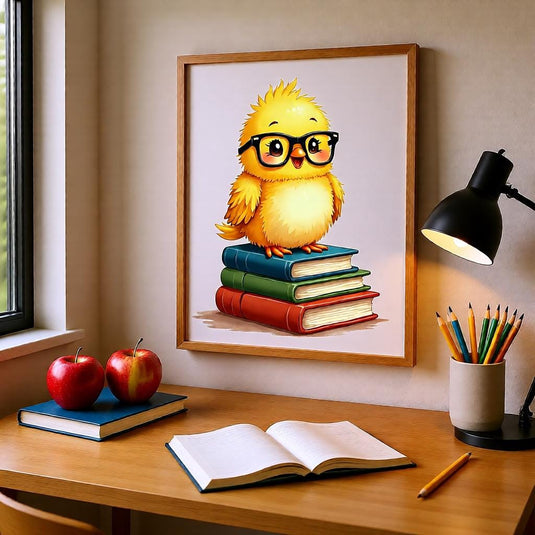 Reading Corner Decor Poster Printable, Chick Glasses Books Classroom Nursery A4 Download