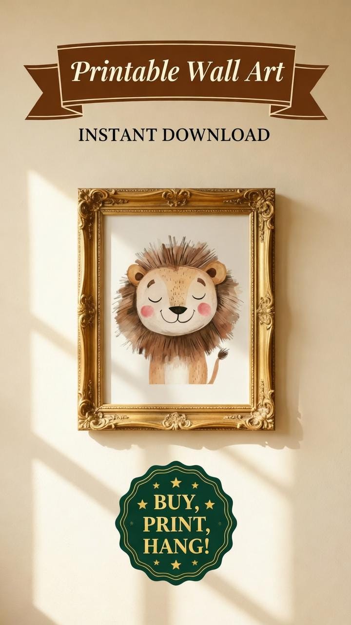 Load image into Gallery viewer, Safari Nursery Wall Art Set Printable, Jungle Baby Animal Prints Digital Download 1024x1024 Decor
