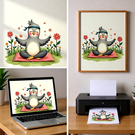 Calm Down Corner Poster Printable, Penguin Yoga Meditation Classroom Decor A4 Download