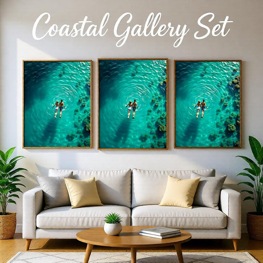 Ocean Swimmer Art Printable, Emerald Coastal Couple Poster Modern Abstract Decor A4 Download