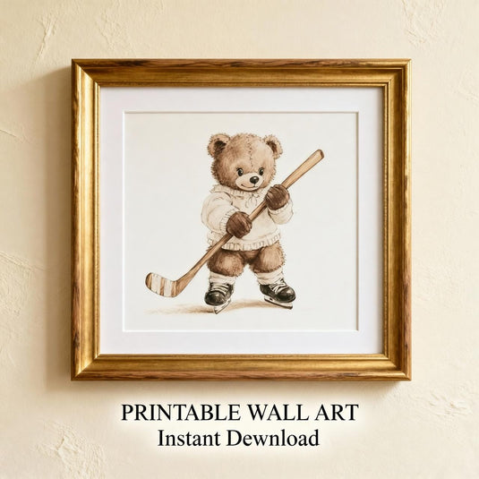 Teddy Bear Basketball Nursery Wall Art Printable Baby Boy Sports Decor 1024x1024