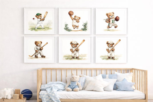 Teddy Bear Basketball Nursery Wall Art Printable Baby Boy Sports Decor 1024x1024