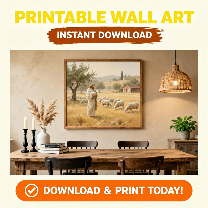 Load image into Gallery viewer, Good Shepherd Jesus Wall Art Printable Matte Christian Decor Church Prayer Room Picture Download
