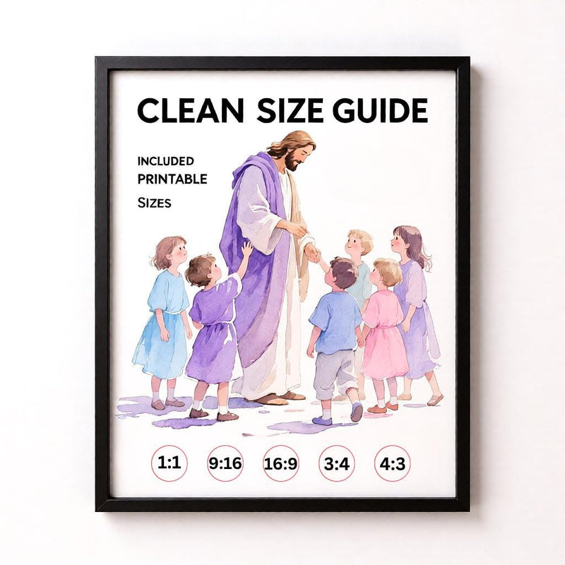 Load image into Gallery viewer, Jesus With Children Watercolor Art Print: Christian Nursery Decor (Digital Download)
