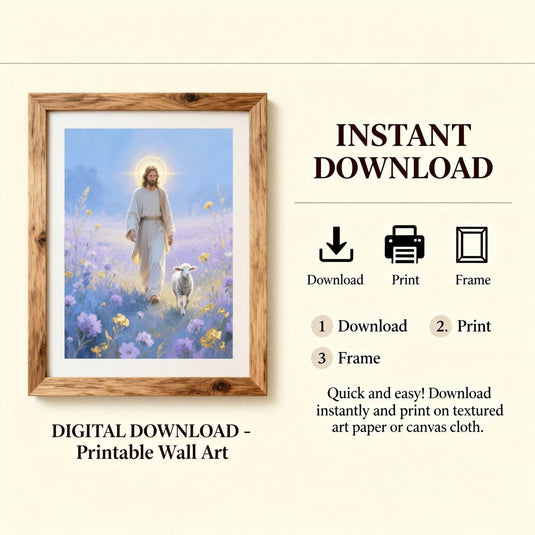 The Good Shepherd Jesus Printable Wall Art Luke 15:4 Christian Scripture Digital Download