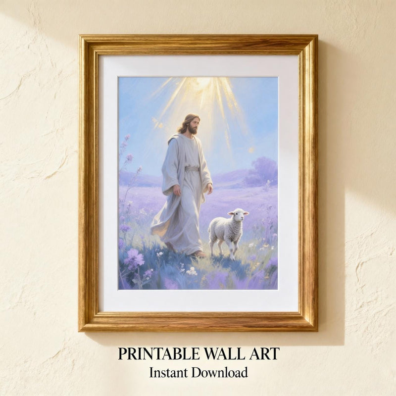 Load image into Gallery viewer, Jesus Good Shepherd Wall Art, Lamb Christian Printable Decor (Digital Download)
