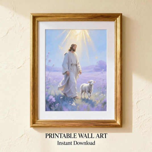 Jesus Good Shepherd Wall Art, Lamb Christian Printable Decor (Digital Download)