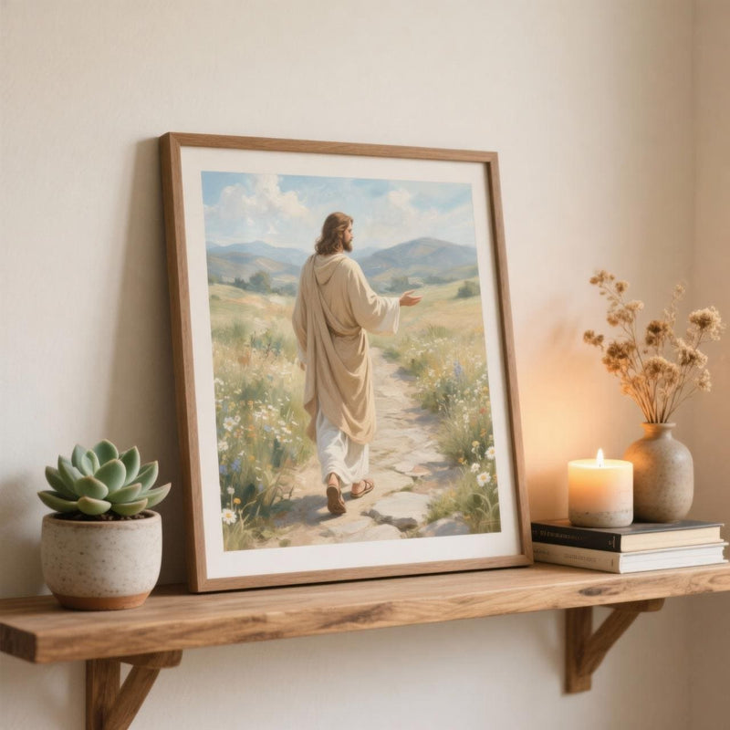 Load image into Gallery viewer, Christian Wall Art Printable Matte Jesus Walking Path Religious Decor Download

