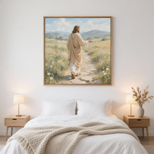 Christian Wall Art Printable Matte Jesus Walking Path Religious Decor Download