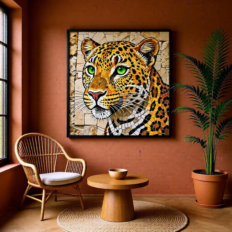 Load image into Gallery viewer, Mosaic Wall Art Printable Leopard Wildlife Animal Digital Download Safari Decor
