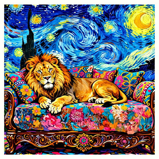 Lion Wall Art Printable Fantasy Animal Colorful Digital Download Boho Wildlife Decor