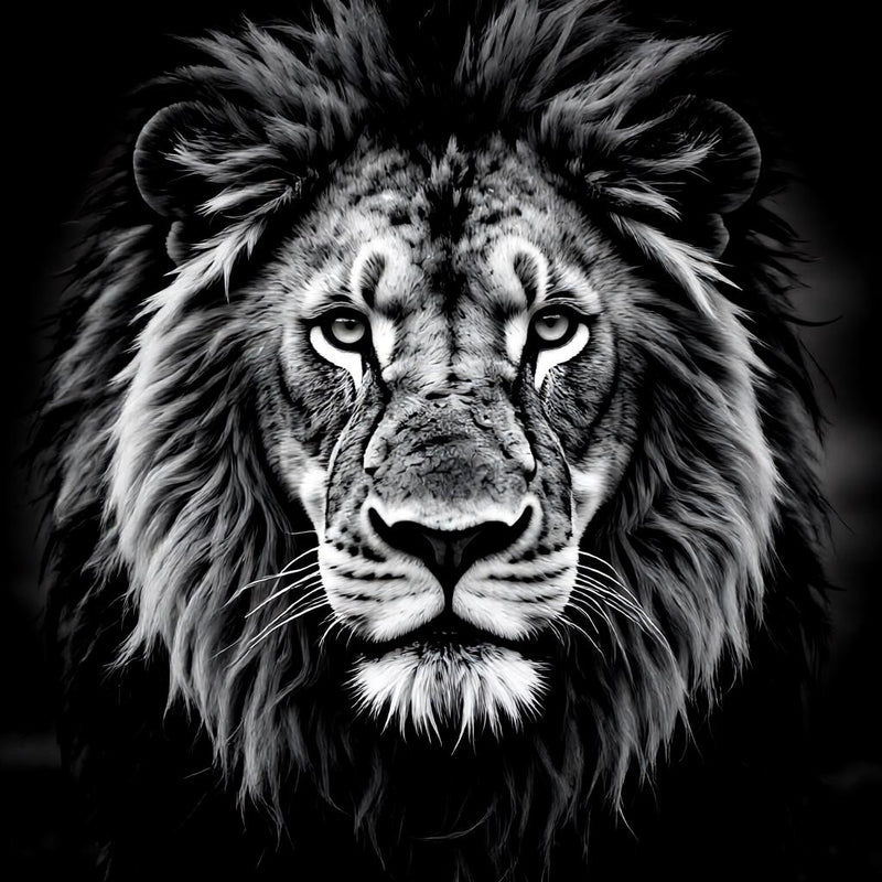 Load image into Gallery viewer, Black White Lion Wall Art Printable Safari Animal Decor Motivational Office Poster Digital Download
