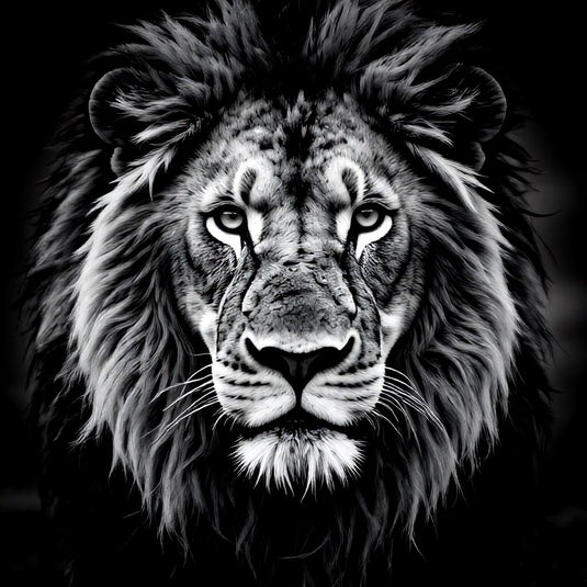 Black White Lion Wall Art Printable Safari Animal Decor Motivational Office Poster Digital Download