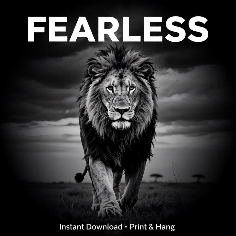 Load image into Gallery viewer, Black and White Lion Wall Art Printable, Masculine Office Decor, Motivational Leadership Poster
