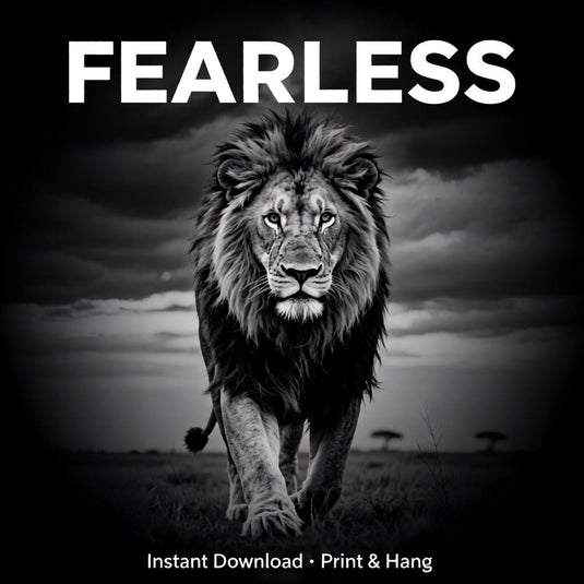 Black and White Lion Wall Art Printable, Masculine Office Decor, Motivational Leadership Poster