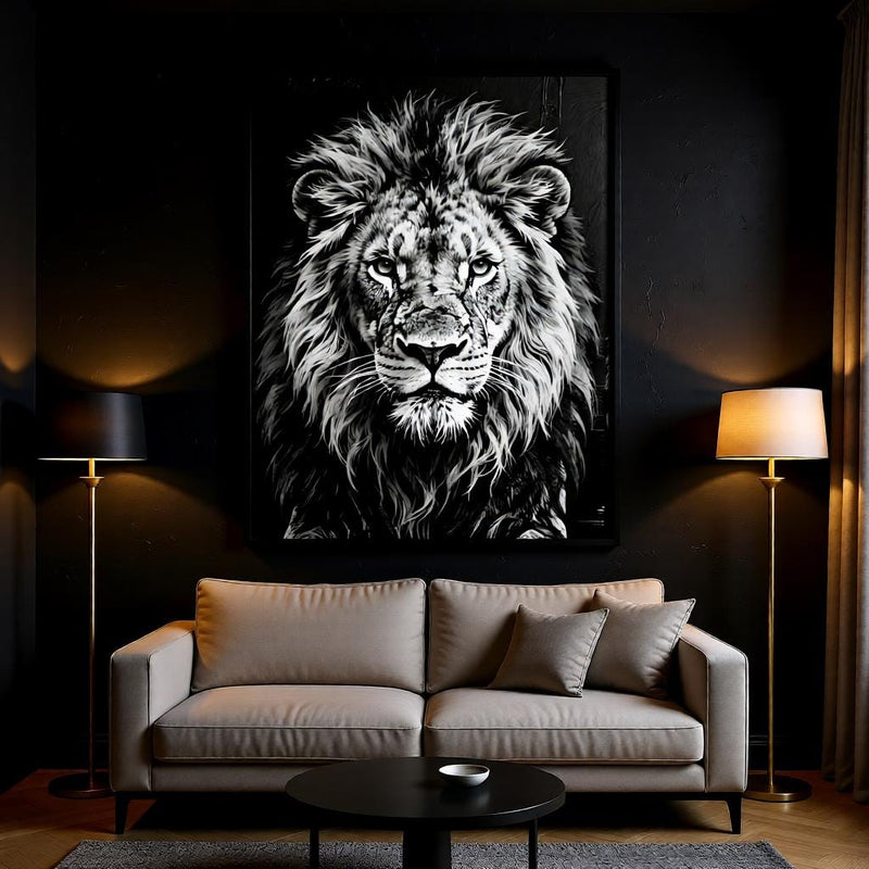 Load image into Gallery viewer, Lion Wall Art Printable, Black and White Animal Print, Safari Decor, Digital Download Poster
