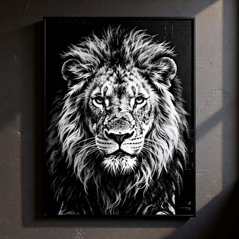 Load image into Gallery viewer, Lion Wall Art Printable, Black and White Animal Print, Safari Decor, Digital Download Poster
