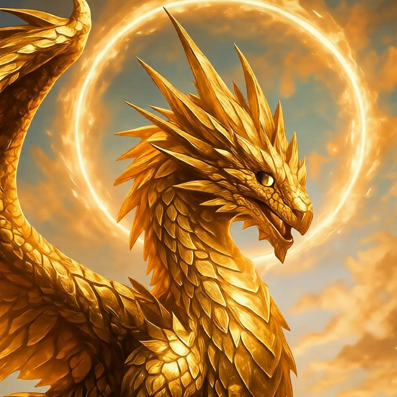 Load image into Gallery viewer, Golden Dragon Wall Art Printable, Fantasy Creature Poster, Gamer Room Decor Digital Download
