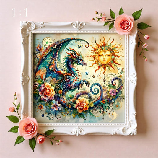Celestial Dragon Wall Art Print Fantasy Sun Moon Decor Nursery Wizard Artwork Download