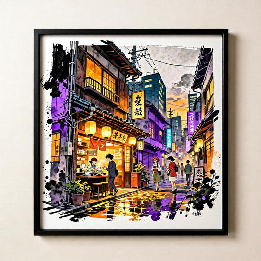 Tokyo Street Art Anime Night City Ramen Shop Poster Japanese Printable Digital Download