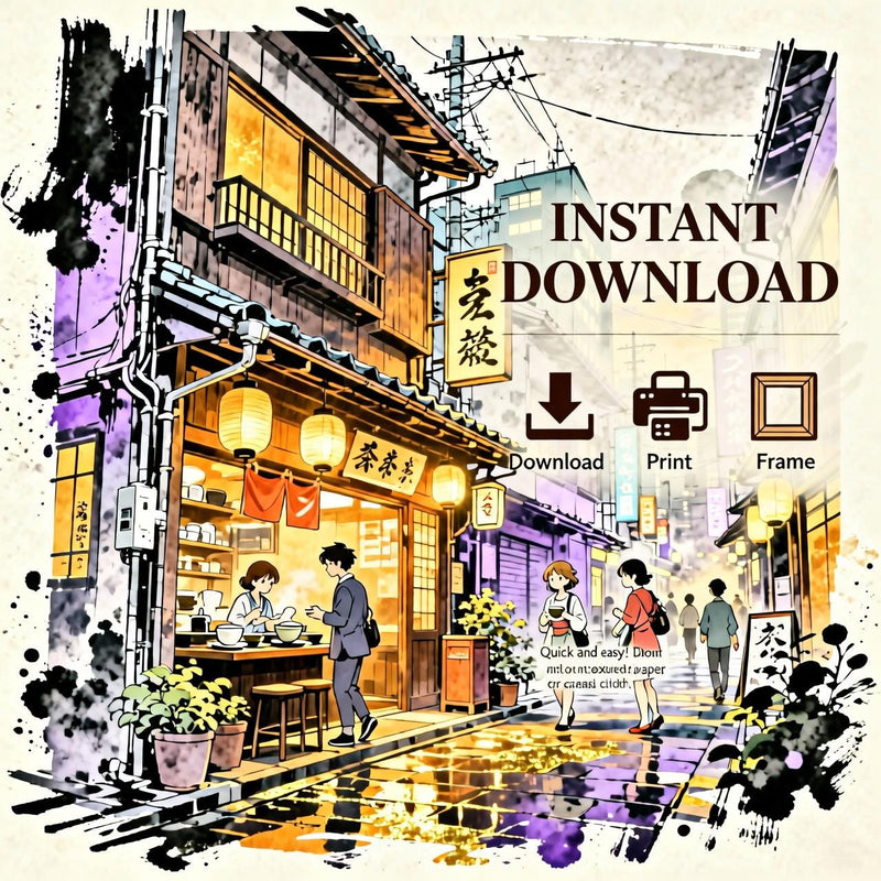Load image into Gallery viewer, Tokyo Street Art Anime Night City Ramen Shop Poster Japanese Printable Digital Download
