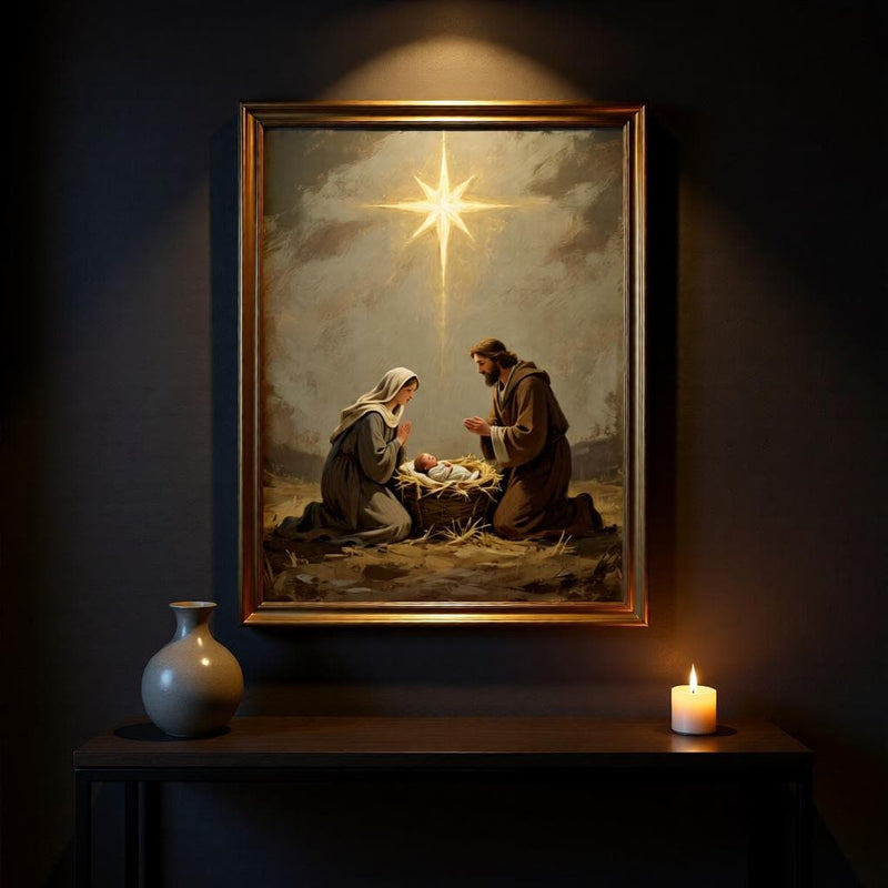 Load image into Gallery viewer, Nativity Printable Wall Art, Christian Christmas Manger Scene
