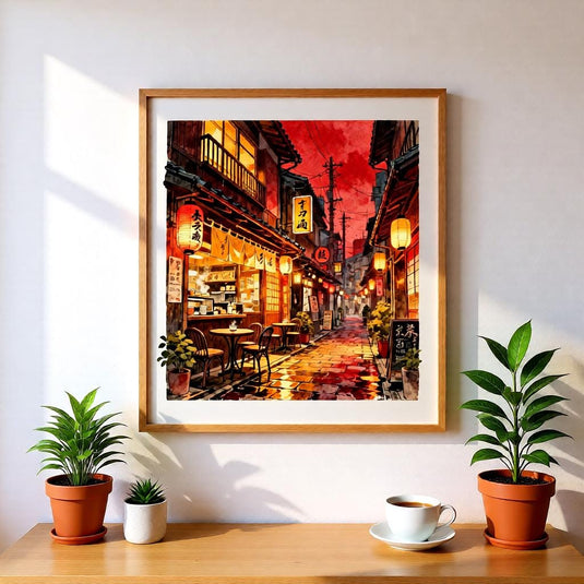 Tokyo Wall Art Tea House Street Lanterns Anime City Poster Japandi Printable Digital Download