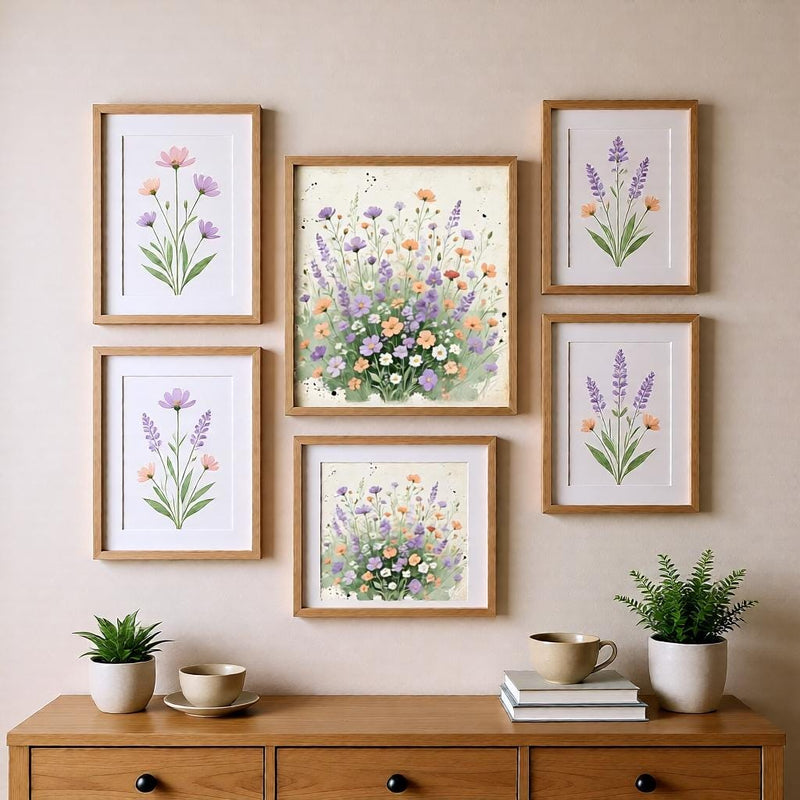 Load image into Gallery viewer, Pastel Wildflower Meadow Art Print Watercolor Botanical Floral Wall Decor Digital Download
