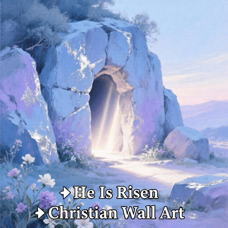 Load image into Gallery viewer, Empty Tomb Art Jesus Resurrection Christian Easter Landscape Printable Digital Download Decor
