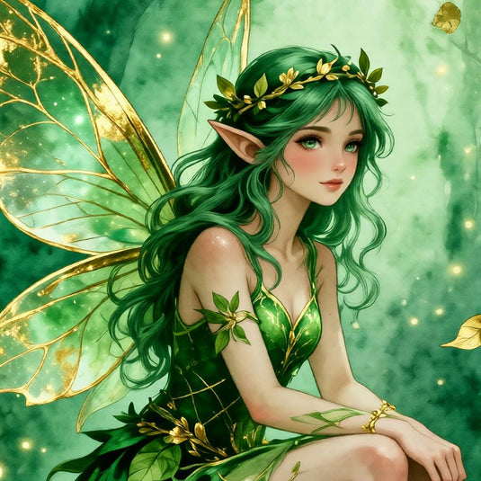 Green Forest Fairy Wall Art Printable: Magical Woodland Decor (Digital Download)