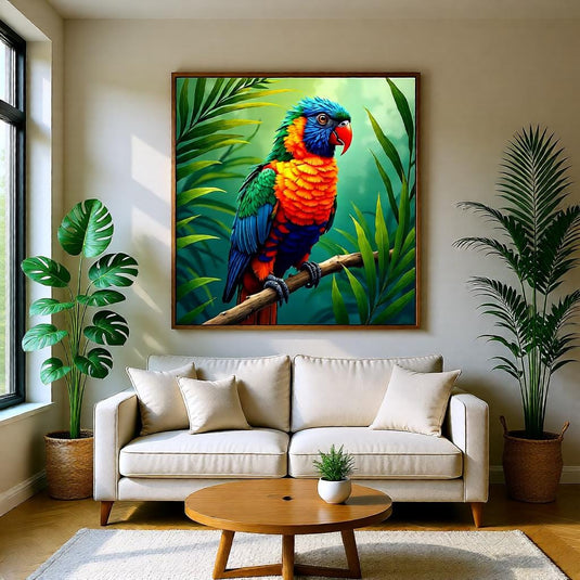 Exotic Bird Poster Printable, Rainbow Lorikeet Parrot Jungle Artwork Tropical Decor A4 Download