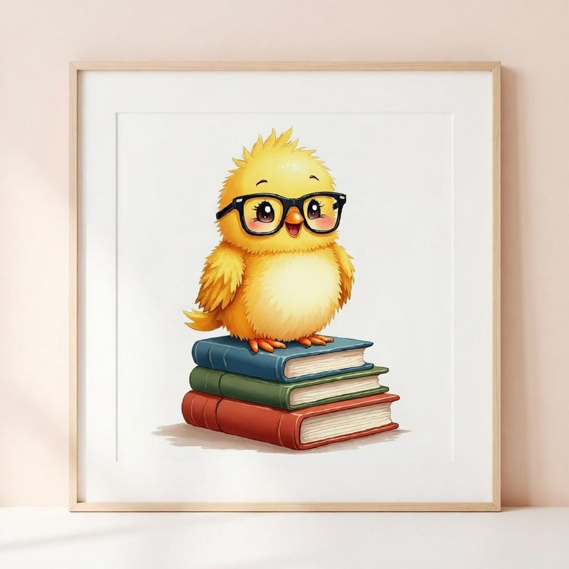 Load image into Gallery viewer, Reading Corner Decor Poster Printable, Chick Glasses Books Classroom Nursery A4 Download
