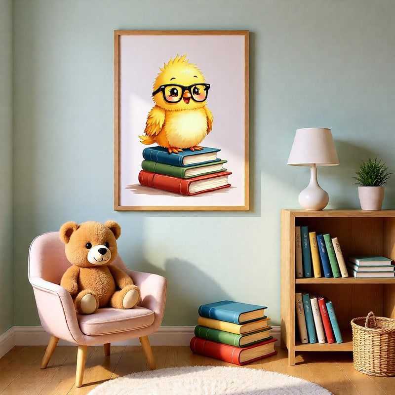 Load image into Gallery viewer, Reading Corner Decor Poster Printable, Chick Glasses Books Classroom Nursery A4 Download
