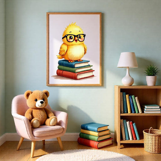 Reading Corner Decor Poster Printable, Chick Glasses Books Classroom Nursery A4 Download