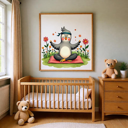 Calm Down Corner Poster Printable, Penguin Yoga Meditation Classroom Decor A4 Download