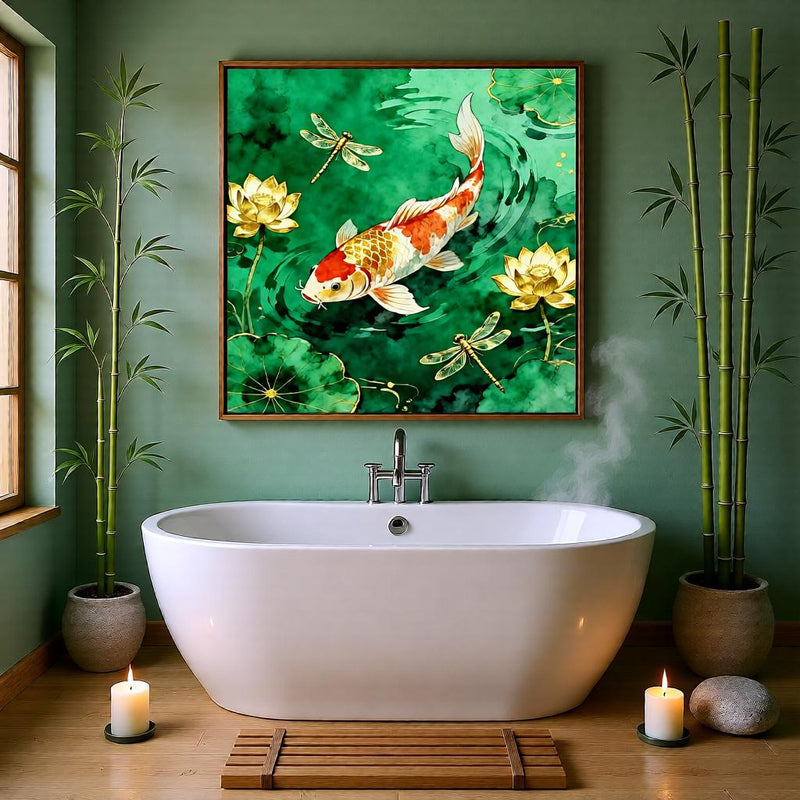 Load image into Gallery viewer, Koi Fish Wall Art, Japanese Zen Pond Decor, Lotus Dragonfly Printable (Digital Download)
