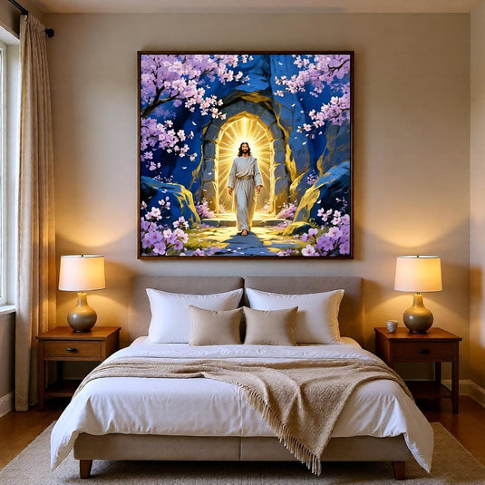 He Is Risen Art Jesus Resurrection Print Cherry Blossom Easter Decor Matte Download