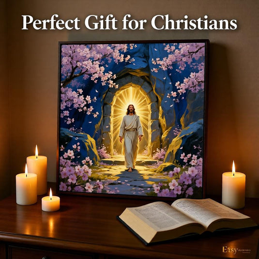 He Is Risen Art Jesus Resurrection Print Cherry Blossom Easter Decor Matte Download