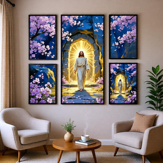 He Is Risen Art Jesus Resurrection Print Cherry Blossom Easter Decor Matte Download