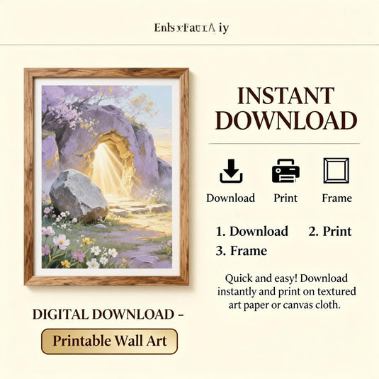He Is Risen Art Empty Tomb Print Easter Faith Decor Modern Farmhouse Matte Download