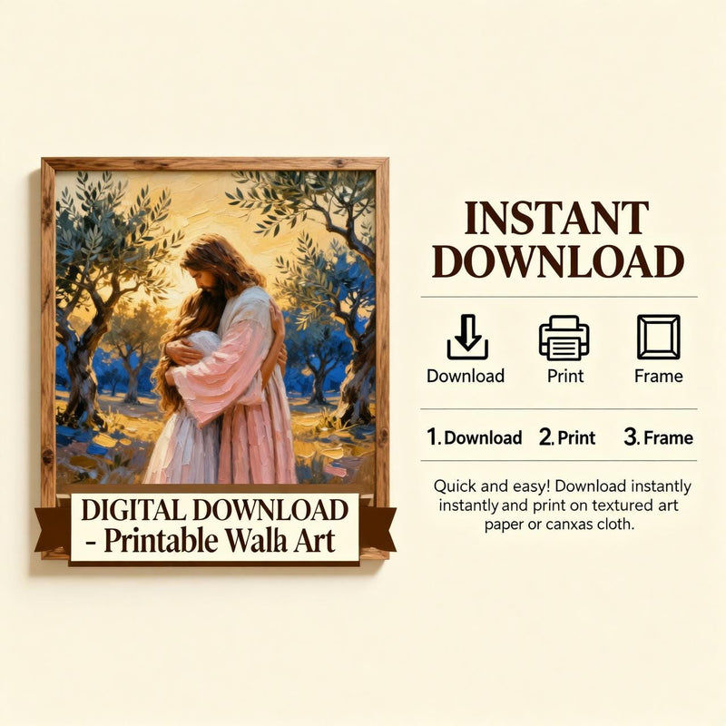 Load image into Gallery viewer, Jesus Embrace Art Christian Love Print Modern Faith Wall Decor Matte Download Gift
