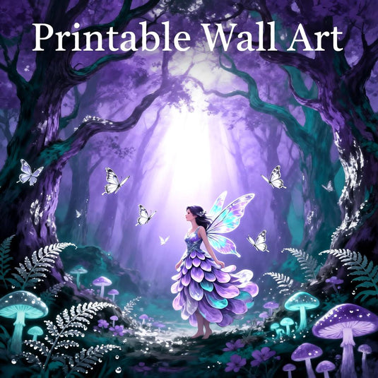 Fairycore Decor Enchanted Forest Art Magical Nursery Fairy Wall Print Purple Matte Download