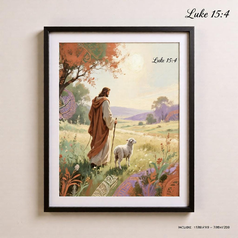 Load image into Gallery viewer, Good Shepherd Art Jesus Wall Decor Luke 15:4 Biblical Christian Printable Digital Download
