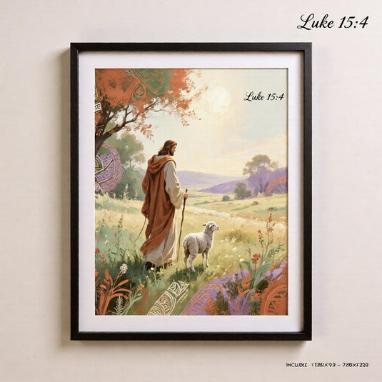 Good Shepherd Art Jesus Wall Decor Luke 15:4 Biblical Christian Printable Digital Download