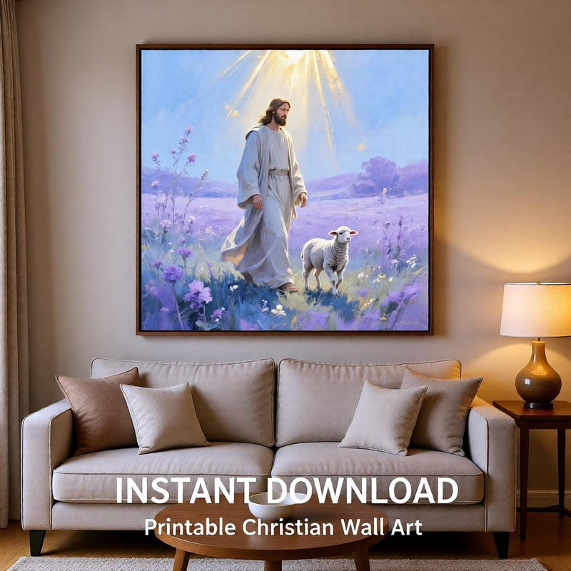 Load image into Gallery viewer, Jesus Good Shepherd Wall Art, Lamb Christian Printable Decor (Digital Download)
