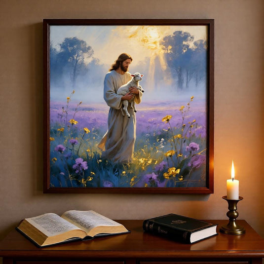 Good Shepherd Art Jesus Carrying Lamb Christian Bible Inspired Printable Digital Download