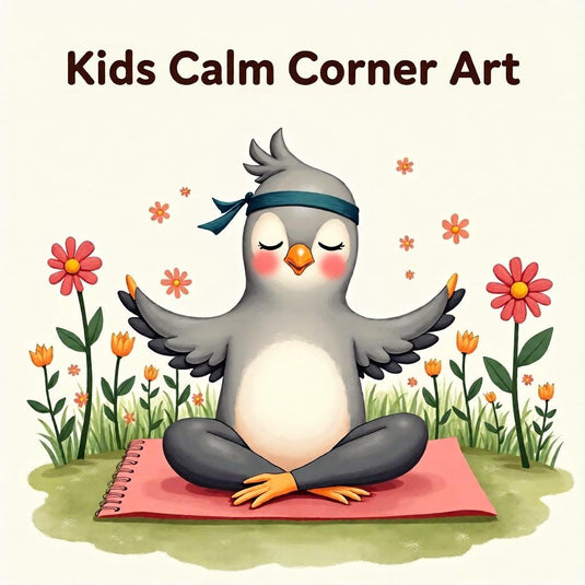 Calm Down Corner Poster Printable, Penguin Yoga Meditation Classroom Decor A4 Download
