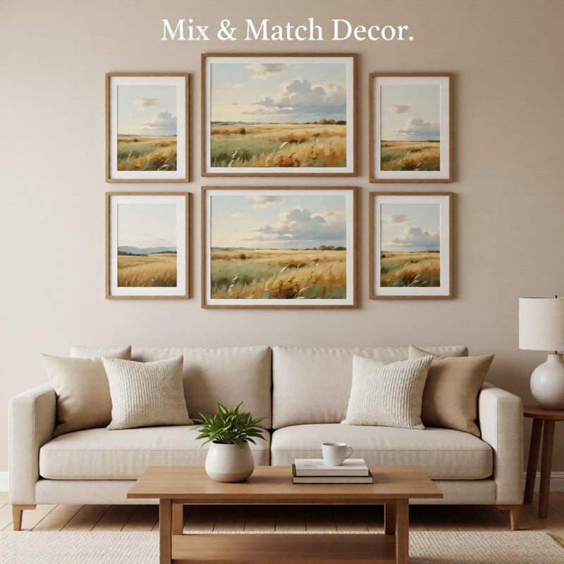 Load image into Gallery viewer, Neutral Landscape Printable Wall Art Rustic Countryside Field Minimal Farmhouse Decor Instant Download
